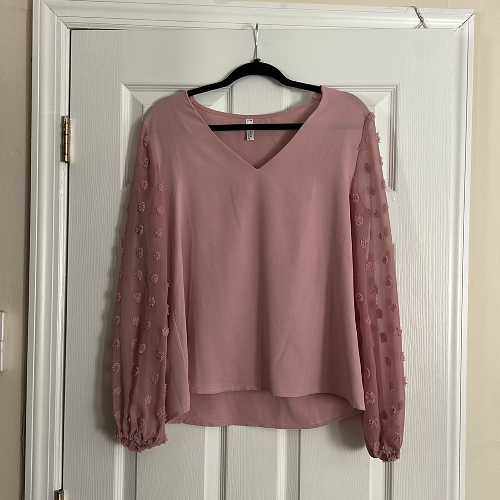 Blush Swiss dot blouse